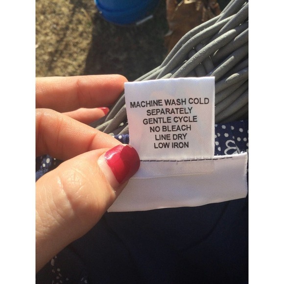 Country store womens midi skirt S stretchy navy blue white paisley summer modest - Picture 7 of 8